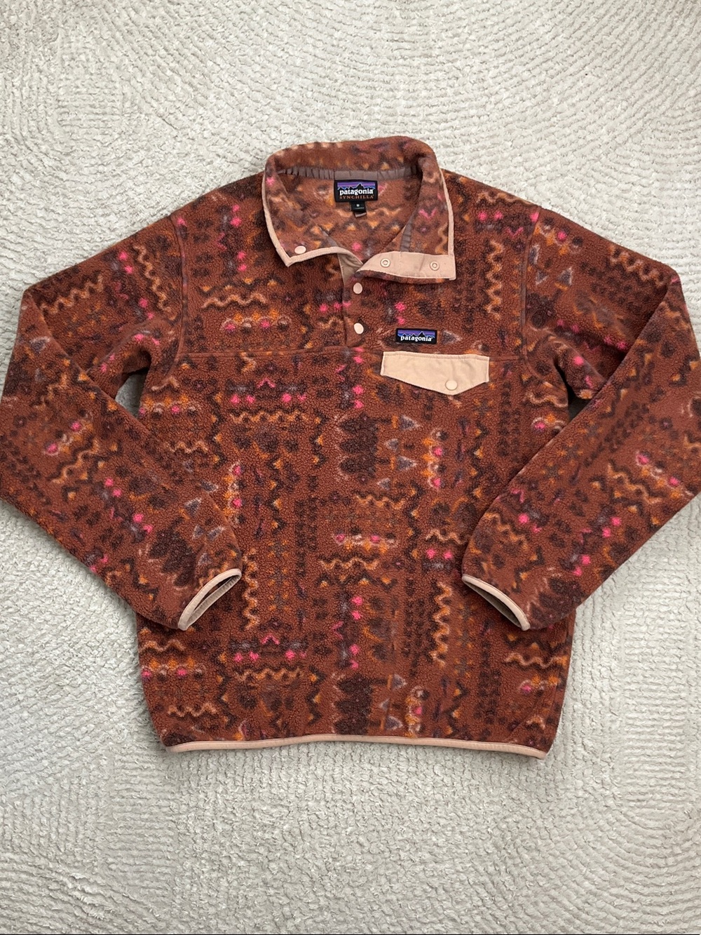 Patagonia Women's Lightweight Wandering Woods Aztec Synchilla Size Medium